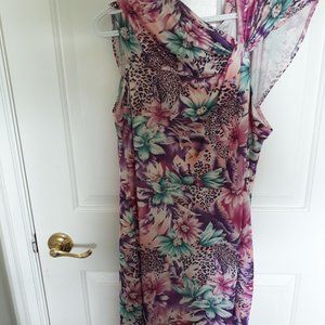 VfEmage Pink Purple Floral Dress